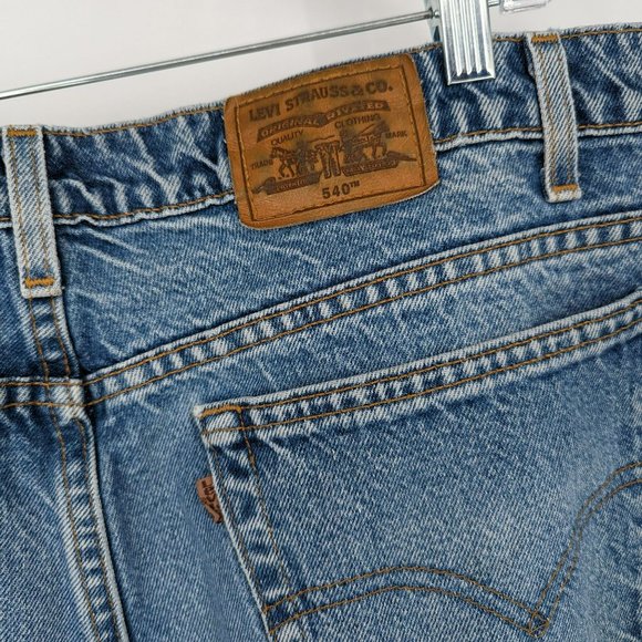 Levis Jeans 540 VTG Relaxed Fit 42x34 Cotton USA Made Denim Blue 90s High Rise - Picture 9 of 12